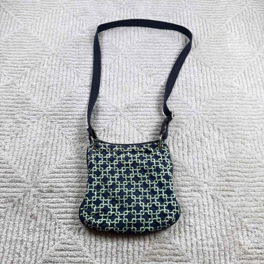 Talbots Crossbody Bag Small Navy Blue Quilted Geometric Travel Vintage Preppy